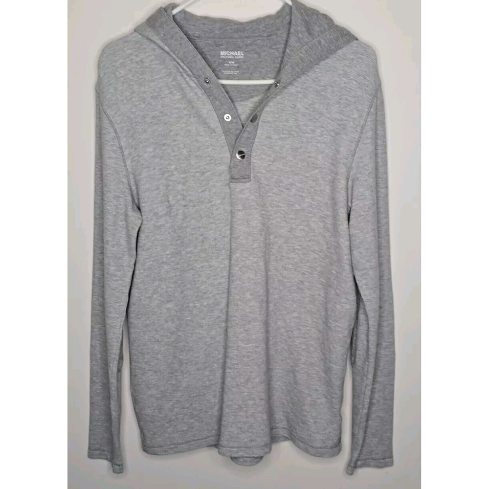 Michael Michael‎ Kors 3-Button Long Sleeve Cotton Hooded Pullover Fitted Mens M